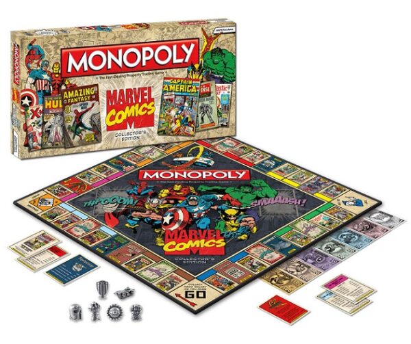 Monopol med superhjältar från Marvel Comics