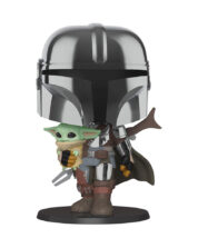 The Mandalorian holding The Child Star Wars Super Sized POP! Vinylfigur