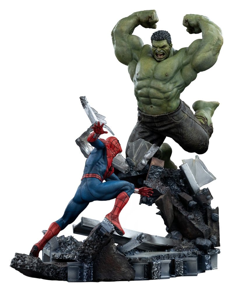 Dioramas Marvel Comics Art Scale Statue 1/10 Spider-Man vs Hulk från Iron Studios
