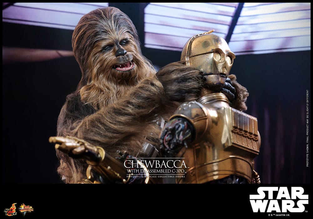 Action figures Star Wars Episode V Movie Masterpiece Action Figure 1/6 Chewbacca with Disassembled C-3PO från Hot Toys